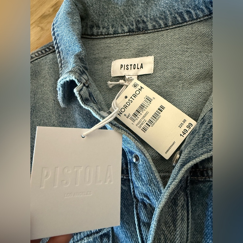 NWT Pistola Nina Long Sleeve Denim Shirtdress Small - Picture 5 of 7